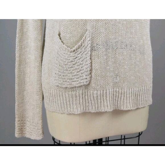 Sparrow By Anthropologie Sweater Cream Open Knit Sz L Coastal Fisherman Linen - Picture 3 of 9